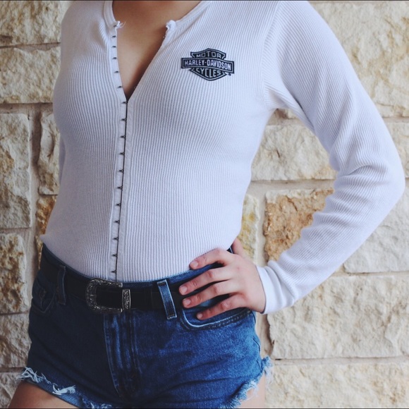 Harley-Davidson Tops - RARE Harley-Davidson Eyelet Closure Thermal Top